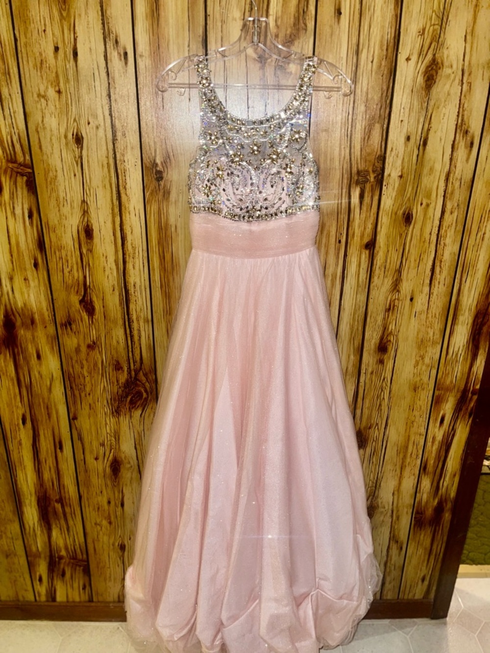 Blush Pink Beaded Prom Dress Size 4 Sparkly Tulle Princess Formal Gown Sudio 17